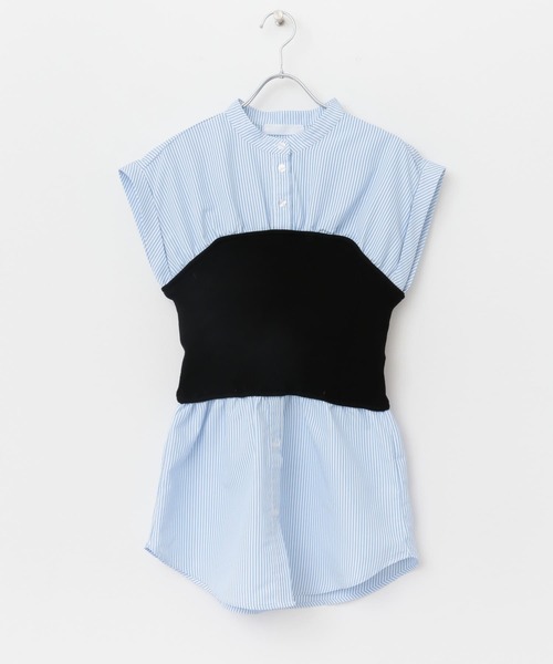 SENSE OF PLACE by URBAN RESEARCH(センスオブプレイスバイアーバンリサーチ)の「ビスチェドッキングシャツ(シャツ/ブラウス・レディース・ブルー系その他/ライトブルー/オフホワイト・ONE)」の6枚目の写真