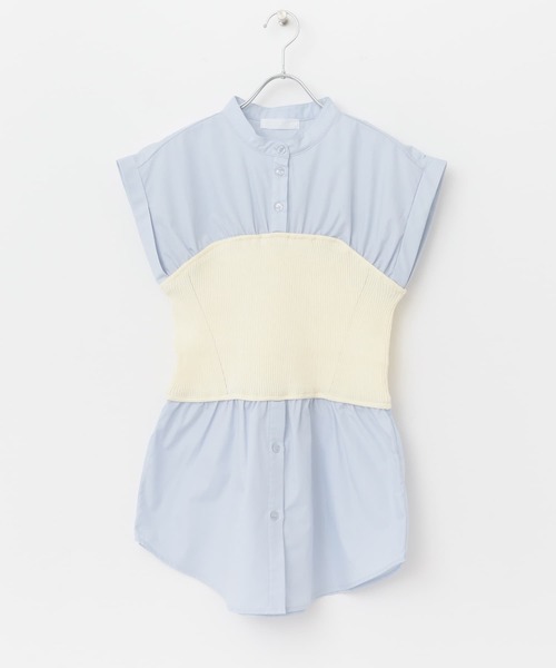 SENSE OF PLACE by URBAN RESEARCH(センスオブプレイスバイアーバンリサーチ)の「ビスチェドッキングシャツ(シャツ/ブラウス・レディース・ブルー系その他/ライトブルー/オフホワイト・ONE)」の15枚目の写真