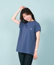 【BEVERLY HILLS POLO CLUB/ビバリーヒルズポロクラブ】リブ付き モックネック ワンポイントブランドロゴ刺繍 Tシャツ