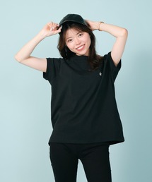 【BEVERLY HILLS POLO CLUB/ビバリーヒルズポロクラブ】リブ付き モックネック ワンポイントブランドロゴ刺繍 Tシャツ
