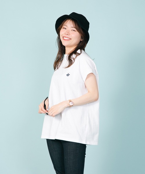 BEVERLY HILLS POLO CLUB(ビバリーヒルズポロクラブ)の「【BEVERLY HILLS POLO CLUB/ビバリーヒルズポロクラブ】リブ付き モックネック ワンポイントブランドロゴ刺繍 Tシャツ(Tシャツ/カットソー・レディース・パープル/ブラック/ホワイト・MEDIUM/LARGE)」の6枚目の写真