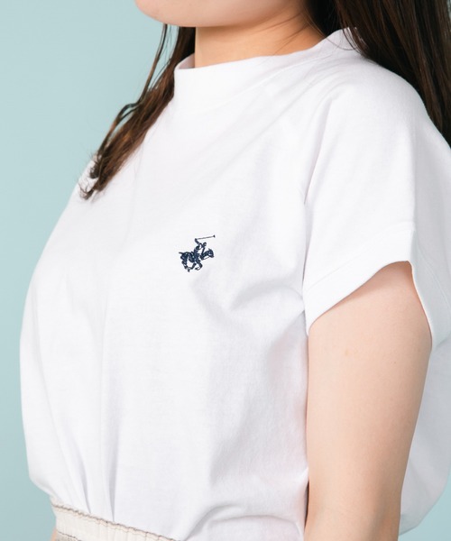 BEVERLY HILLS POLO CLUB(ビバリーヒルズポロクラブ)の「【BEVERLY HILLS POLO CLUB/ビバリーヒルズポロクラブ】リブ付き モックネック ワンポイントブランドロゴ刺繍 Tシャツ(Tシャツ/カットソー・レディース・パープル/ブラック/ホワイト・MEDIUM/LARGE)」の15枚目の写真