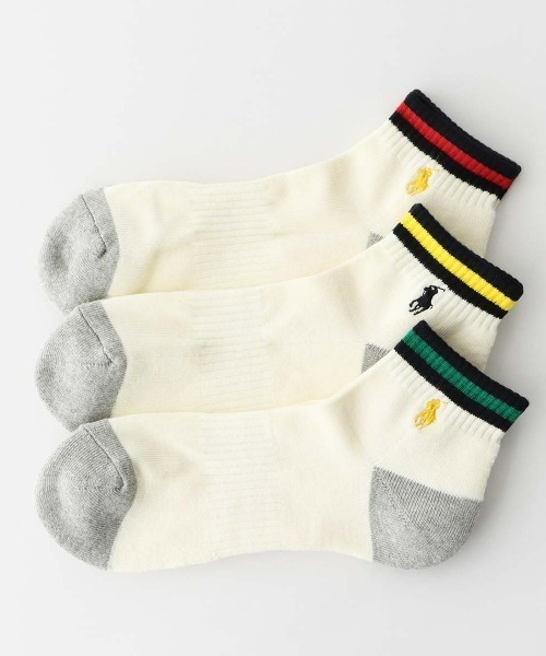 POLO RALPH LAUREN(ポロ ラルフ ローレン)の「【3足セット】POLO RALPH LAUREN メンズ 足底パイル アーチサポート ワンポイント TOPライン ショートソックス 92009611(ソックス/靴下・メンズ・オフホワイト・25-27CM)」の1枚目の写真