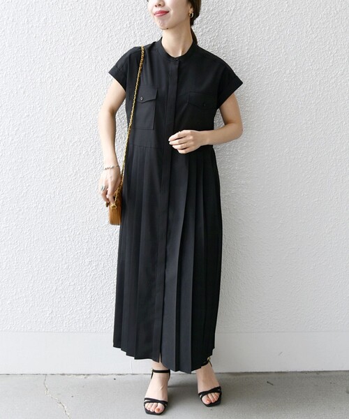 SHIPS any（シップス エニィ）の「【WEB限定】SHIPS any: ジョーゼット プリーツ フレンチスリーブ ワンピース 23SS（シャツワンピース・レディース・ブラック/ブラウン・ONE SIZE）」の13枚目の写真