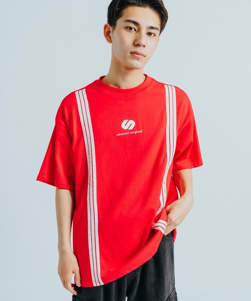 Ressaca(レサーカ)の「オーバーサイズ ワンポイントロゴ ラインプリント クルーネック半袖Tシャツ(Tシャツ/カットソー・メンズ・イエロー/レッド/ホワイト/ブラック・M/L/XL)」の18枚目の写真