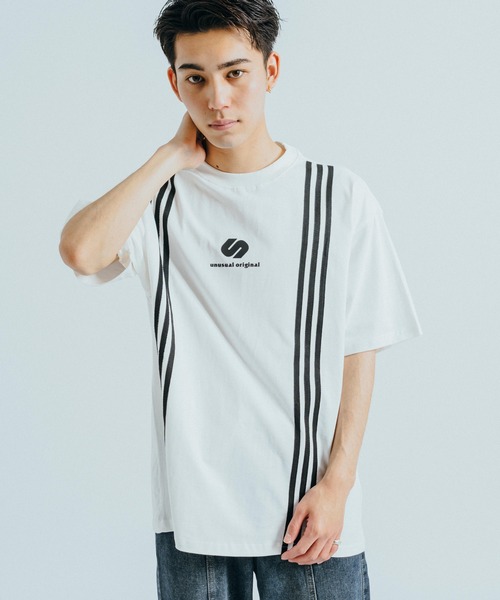 Ressaca(レサーカ)の「オーバーサイズ ワンポイントロゴ ラインプリント クルーネック半袖Tシャツ(Tシャツ/カットソー・メンズ・イエロー/レッド/ホワイト/ブラック・M/L/XL)」の17枚目の写真