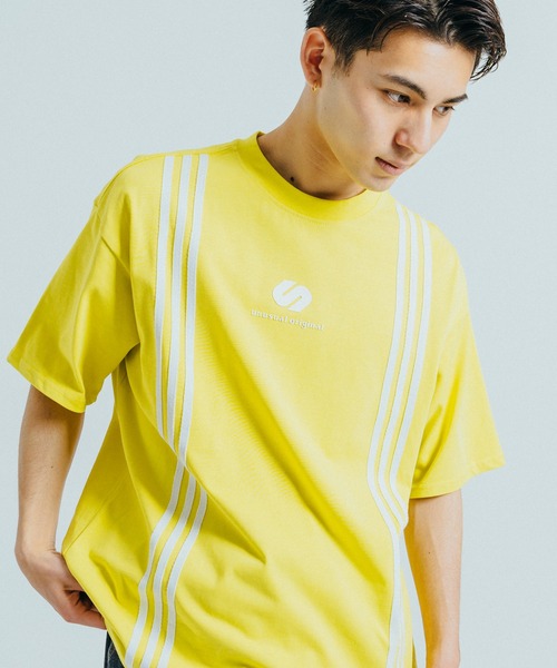 Ressaca(レサーカ)の「オーバーサイズ ワンポイントロゴ ラインプリント クルーネック半袖Tシャツ(Tシャツ/カットソー・メンズ・イエロー/レッド/ホワイト/ブラック・M/L/XL)」の6枚目の写真