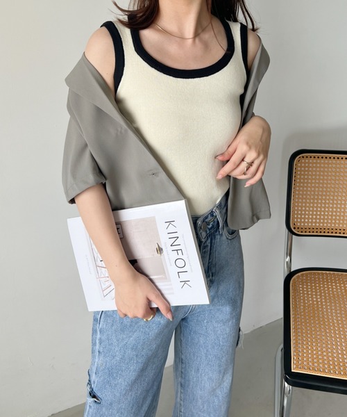 CLEA(クレア)の「ボーダーアソート サマーニットリブタンクトップ(タンクトップ・レディース・ピンク/ブラック系その他/グレー系その他/ブラック/ホワイト/グリーン系その他/アイボリー・FREE)」の17枚目の写真