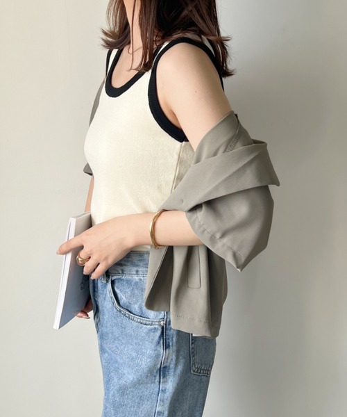 CLEA(クレア)の「ボーダーアソート サマーニットリブタンクトップ(タンクトップ・レディース・ピンク/ブラック系その他/グレー系その他/ブラック/ホワイト/グリーン系その他/アイボリー・FREE)」の18枚目の写真