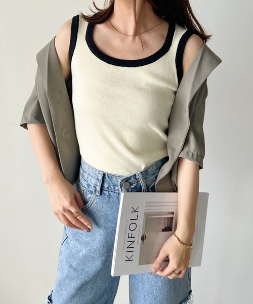 CLEA(クレア)の「ボーダーアソート サマーニットリブタンクトップ(タンクトップ・レディース・ピンク/ブラック系その他/グレー系その他/ブラック/ホワイト/グリーン系その他/アイボリー・FREE)」の15枚目の写真