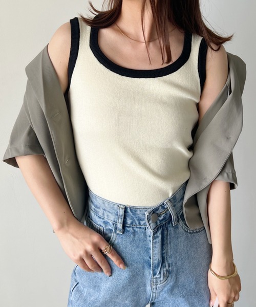 CLEA(クレア)の「ボーダーアソート サマーニットリブタンクトップ(タンクトップ・レディース・ピンク/ブラック系その他/グレー系その他/ブラック/ホワイト/グリーン系その他/アイボリー・FREE)」の14枚目の写真