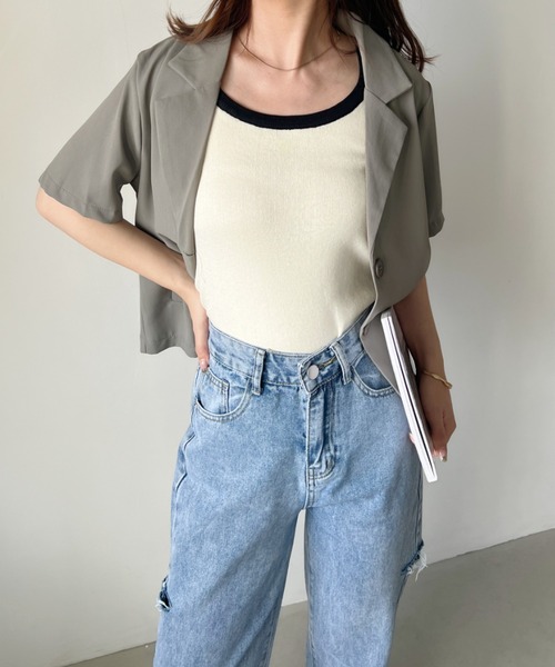 CLEA(クレア)の「ボーダーアソート サマーニットリブタンクトップ(タンクトップ・レディース・ピンク/ブラック系その他/グレー系その他/ブラック/ホワイト/グリーン系その他/アイボリー・FREE)」の16枚目の写真