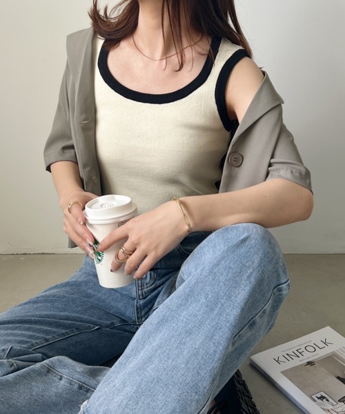 CLEA(クレア)の「ボーダーアソート サマーニットリブタンクトップ(タンクトップ・レディース・ピンク/ブラック系その他/グレー系その他/ブラック/ホワイト/グリーン系その他/アイボリー・FREE)」の21枚目の写真