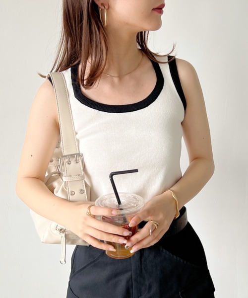 CLEA(クレア)の「ボーダーアソート サマーニットリブタンクトップ(タンクトップ・レディース・ピンク/ブラック系その他/グレー系その他/ブラック/ホワイト/グリーン系その他/アイボリー・FREE)」の9枚目の写真