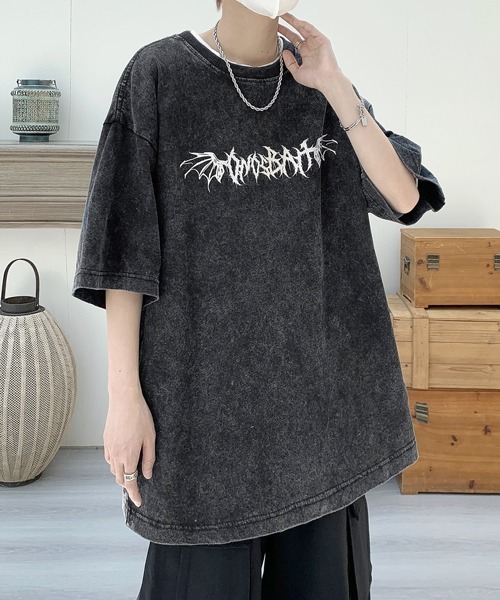 FVLMEN（フルメン）の「【FVLMEN】flower back print halfsleeve tee/フラワー バックプリント ハーフスリーブ T（Tシャツ/カットソー・メンズ・ブラック/ベージュ/ブルー・MEDIUM/LARGE/X-LARGE）」の9枚目の写真