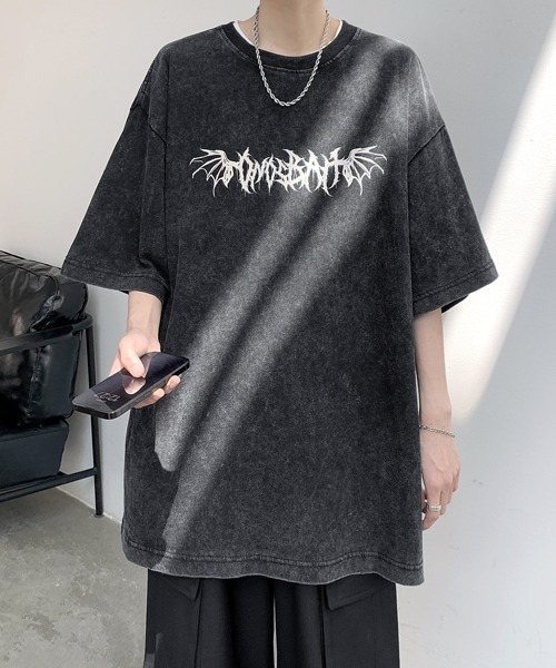 FVLMEN（フルメン）の「【FVLMEN】flower back print halfsleeve tee/フラワー バックプリント ハーフスリーブ T（Tシャツ/カットソー・メンズ・ブラック/ベージュ/ブルー・MEDIUM/LARGE/X-LARGE）」の6枚目の写真