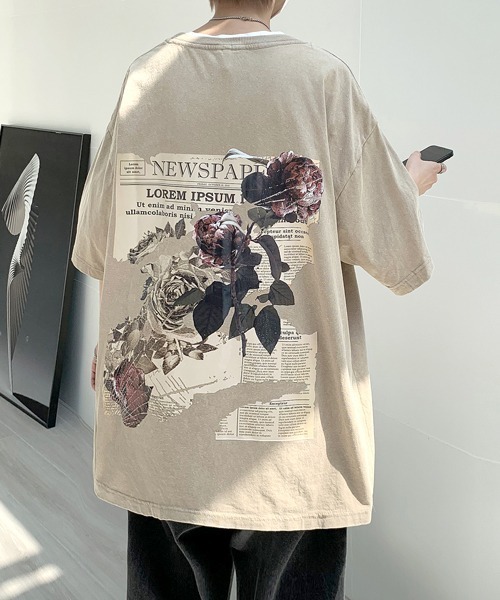 FVLMEN（フルメン）の「【FVLMEN】flower back print halfsleeve tee/フラワー バックプリント ハーフスリーブ T（Tシャツ/カットソー・メンズ・ブラック/ベージュ/ブルー・MEDIUM/LARGE/X-LARGE）」の20枚目の写真