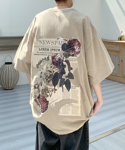 FVLMEN（フルメン）の「【FVLMEN】flower back print halfsleeve tee/フラワー バックプリント ハーフスリーブ T（Tシャツ/カットソー・メンズ・ブラック/ベージュ/ブルー・MEDIUM/LARGE/X-LARGE）」の15枚目の写真