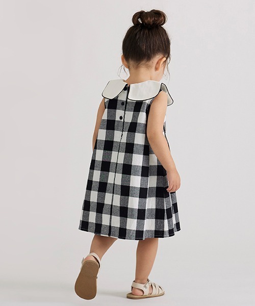 petit main（プティマイン）の「【リンク】衿つきブロックチェックワンピ(キッズ)（ワンピース・キッズ・ラベンダー/ブラック・90cm/100cm/80ｃｍ/110cm/120cm/130cm）」の5枚目の写真