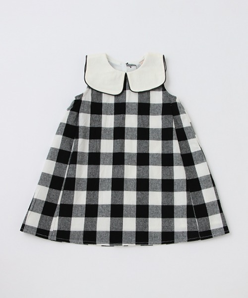 petit main（プティマイン）の「【リンク】衿つきブロックチェックワンピ(キッズ)（ワンピース・キッズ・ラベンダー/ブラック・90cm/100cm/80ｃｍ/110cm/120cm/130cm）」の6枚目の写真