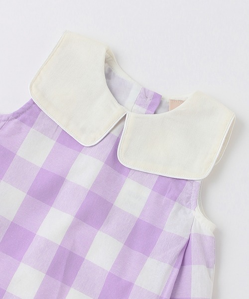 petit main（プティマイン）の「【リンク】衿つきブロックチェックワンピ(キッズ)（ワンピース・キッズ・ラベンダー/ブラック・90cm/100cm/80ｃｍ/110cm/120cm/130cm）」の8枚目の写真