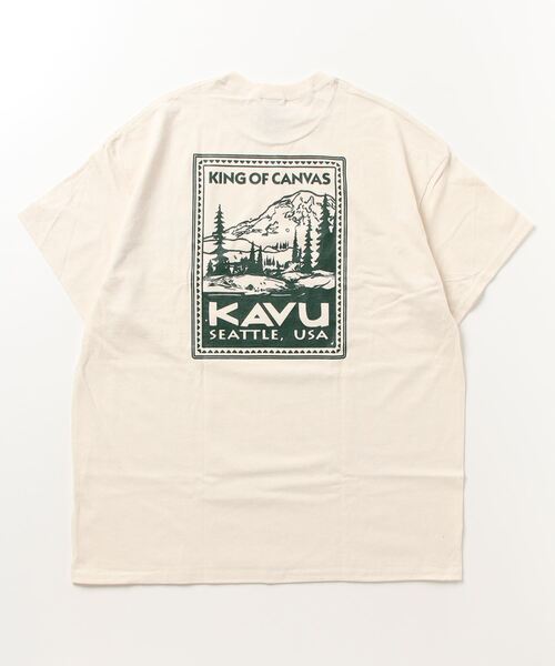 KAVU（カブー）の「KAVU/カブー スタンプTシャツ オーバーサイズ/ビッグシルエット アウトドア/キャンプ 19821851（Tシャツ/カットソー・メンズ・ホワイト×グリーン/ベージュ系その他・M/XL/L）」の4枚目の写真
