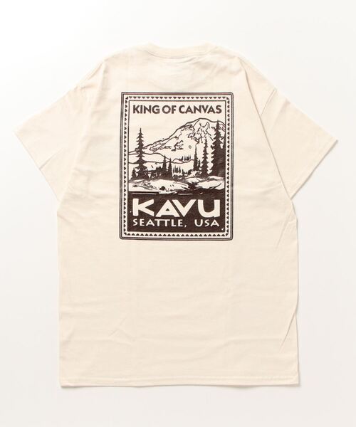 KAVU（カブー）の「KAVU/カブー スタンプTシャツ オーバーサイズ/ビッグシルエット アウトドア/キャンプ 19821851（Tシャツ/カットソー・メンズ・ホワイト×グリーン/ベージュ系その他・M/XL/L）」の3枚目の写真