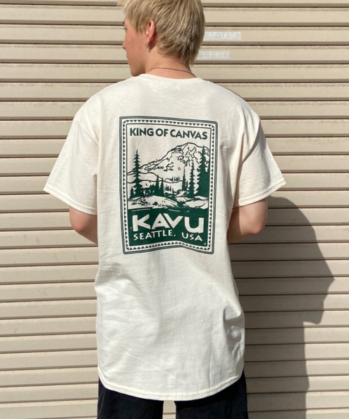 KAVU（カブー）の「KAVU/カブー スタンプTシャツ オーバーサイズ/ビッグシルエット アウトドア/キャンプ 19821851（Tシャツ/カットソー・メンズ・ホワイト×グリーン/ベージュ系その他・M/XL/L）」の9枚目の写真