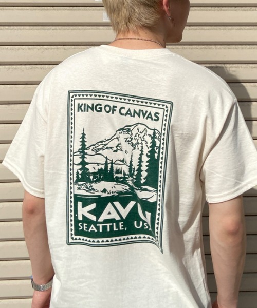 KAVU（カブー）の「KAVU/カブー スタンプTシャツ オーバーサイズ/ビッグシルエット アウトドア/キャンプ 19821851（Tシャツ/カットソー・メンズ・ホワイト×グリーン/ベージュ系その他・M/XL/L）」の10枚目の写真