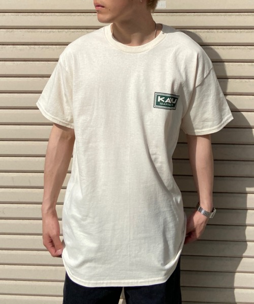 KAVU（カブー）の「KAVU/カブー スタンプTシャツ オーバーサイズ/ビッグシルエット アウトドア/キャンプ 19821851（Tシャツ/カットソー・メンズ・ホワイト×グリーン/ベージュ系その他・M/XL/L）」の7枚目の写真