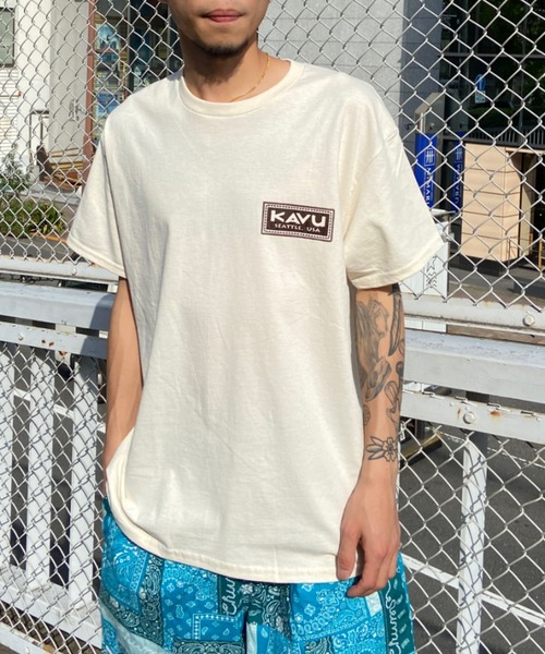 KAVU（カブー）の「KAVU/カブー スタンプTシャツ オーバーサイズ/ビッグシルエット アウトドア/キャンプ 19821851（Tシャツ/カットソー・メンズ・ホワイト×グリーン/ベージュ系その他・M/XL/L）」の14枚目の写真