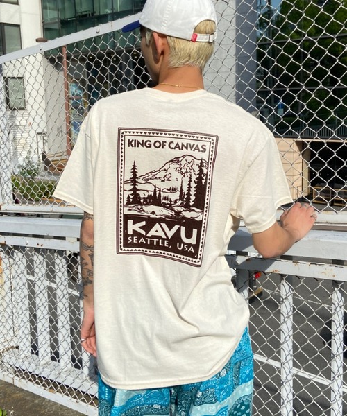KAVU（カブー）の「KAVU/カブー スタンプTシャツ オーバーサイズ/ビッグシルエット アウトドア/キャンプ 19821851（Tシャツ/カットソー・メンズ・ホワイト×グリーン/ベージュ系その他・M/XL/L）」の16枚目の写真