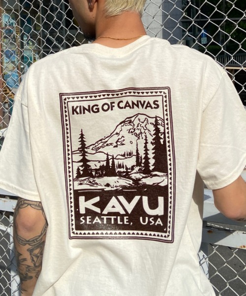 KAVU（カブー）の「KAVU/カブー スタンプTシャツ オーバーサイズ/ビッグシルエット アウトドア/キャンプ 19821851（Tシャツ/カットソー・メンズ・ホワイト×グリーン/ベージュ系その他・M/XL/L）」の17枚目の写真