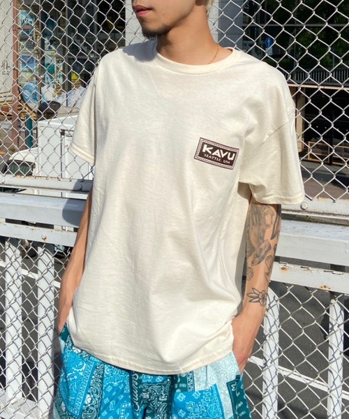 KAVU（カブー）の「KAVU/カブー スタンプTシャツ オーバーサイズ/ビッグシルエット アウトドア/キャンプ 19821851（Tシャツ/カットソー・メンズ・ホワイト×グリーン/ベージュ系その他・M/XL/L）」の15枚目の写真