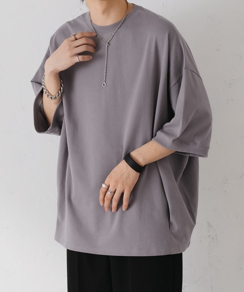 epnok（エプノック）の「タックオーバーTee（Tシャツ/カットソー・メンズ・ブラック/チャコールグレー/グレー/オフホワイト/ライトベージュ/グレイッシュブルー・SMALL/MEDIUM/LARGE）」の4枚目の写真