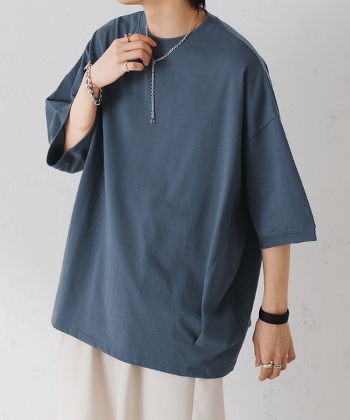 epnok（エプノック）の「タックオーバーTee（Tシャツ/カットソー・メンズ・ブラック/チャコールグレー/グレー/オフホワイト/ライトベージュ/グレイッシュブルー・SMALL/MEDIUM/LARGE）」の6枚目の写真