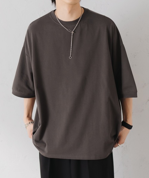 epnok（エプノック）の「タックオーバーTee（Tシャツ/カットソー・メンズ・ブラック/チャコールグレー/グレー/オフホワイト/ライトベージュ/グレイッシュブルー・SMALL/MEDIUM/LARGE）」の3枚目の写真