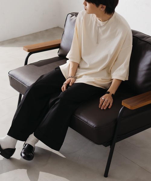 epnok（エプノック）の「タックオーバーTee（Tシャツ/カットソー・メンズ・ブラック/チャコールグレー/グレー/オフホワイト/ライトベージュ/グレイッシュブルー・SMALL/MEDIUM/LARGE）」の8枚目の写真