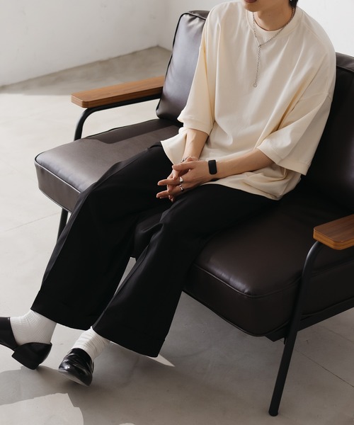 epnok（エプノック）の「タックオーバーTee（Tシャツ/カットソー・メンズ・ブラック/チャコールグレー/グレー/オフホワイト/ライトベージュ/グレイッシュブルー・SMALL/MEDIUM/LARGE）」の10枚目の写真