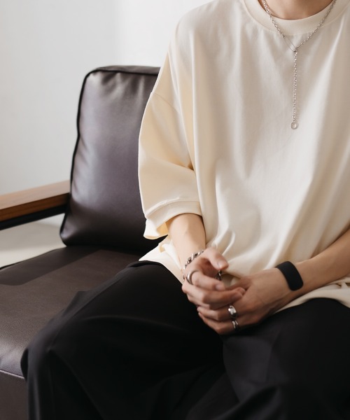 epnok（エプノック）の「タックオーバーTee（Tシャツ/カットソー・メンズ・ブラック/チャコールグレー/グレー/オフホワイト/ライトベージュ/グレイッシュブルー・SMALL/MEDIUM/LARGE）」の9枚目の写真