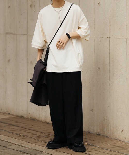 epnok（エプノック）の「タックオーバーTee（Tシャツ/カットソー・メンズ・ブラック/チャコールグレー/グレー/オフホワイト/ライトベージュ/グレイッシュブルー・SMALL/MEDIUM/LARGE）」の12枚目の写真