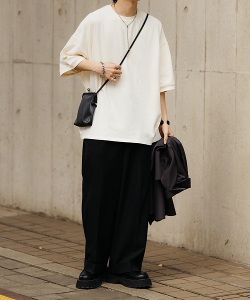 epnok（エプノック）の「タックオーバーTee（Tシャツ/カットソー・メンズ・ブラック/チャコールグレー/グレー/オフホワイト/ライトベージュ/グレイッシュブルー・SMALL/MEDIUM/LARGE）」の13枚目の写真