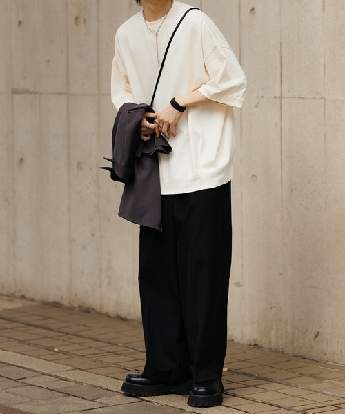 epnok（エプノック）の「タックオーバーTee（Tシャツ/カットソー・メンズ・ブラック/チャコールグレー/グレー/オフホワイト/ライトベージュ/グレイッシュブルー・SMALL/MEDIUM/LARGE）」の15枚目の写真