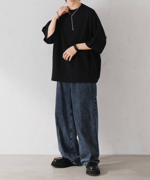 epnok（エプノック）の「タックオーバーTee（Tシャツ/カットソー・メンズ・ブラック/チャコールグレー/グレー/オフホワイト/ライトベージュ/グレイッシュブルー・SMALL/MEDIUM/LARGE）」の21枚目の写真