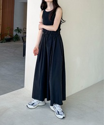 【TALLサイズあり】異素材ドッキングワンピース