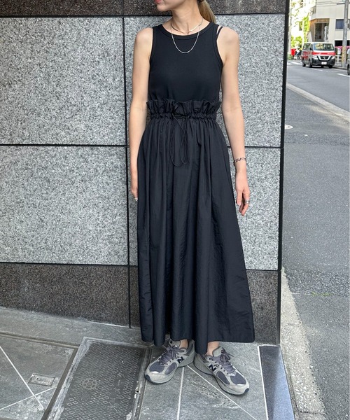 feepur（フェピュール）の「【TALLサイズあり】異素材ドッキングワンピース（ワンピース・レディース・ブラック/オフホワイト・MEDIUM/TALL）」の15枚目の写真