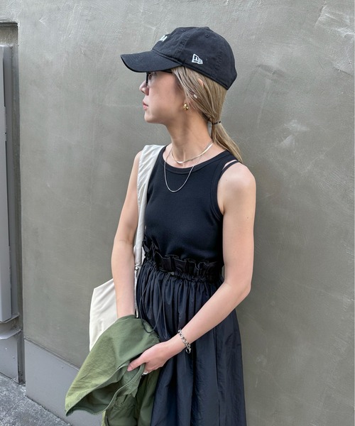 feepur（フェピュール）の「【TALLサイズあり】異素材ドッキングワンピース（ワンピース・レディース・ブラック/オフホワイト・MEDIUM/TALL）」の5枚目の写真