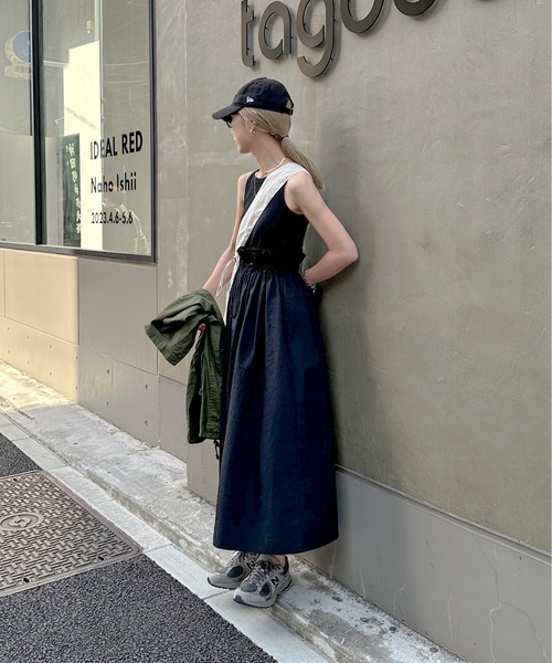 feepur（フェピュール）の「【TALLサイズあり】異素材ドッキングワンピース（ワンピース・レディース・ブラック/オフホワイト・MEDIUM/TALL）」の9枚目の写真