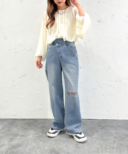 apres jour mignon(アプレジュールミニョン)の「2WAYシアーボリュームブラウス(シャツ/ブラウス・レディース・ブラック/アイボリー/ブルー・X-LARGE/フリー)」の6枚目の写真