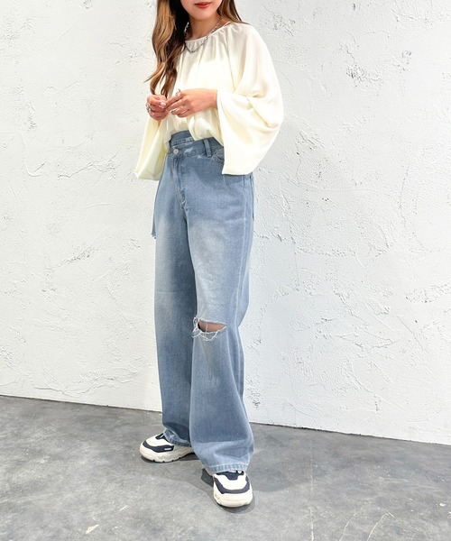 apres jour mignon(アプレジュールミニョン)の「2WAYシアーボリュームブラウス(シャツ/ブラウス・レディース・ブラック/アイボリー/ブルー・X-LARGE/フリー)」の7枚目の写真